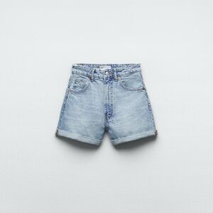 Zara High-Waisted Mom Fit Denim Shorts